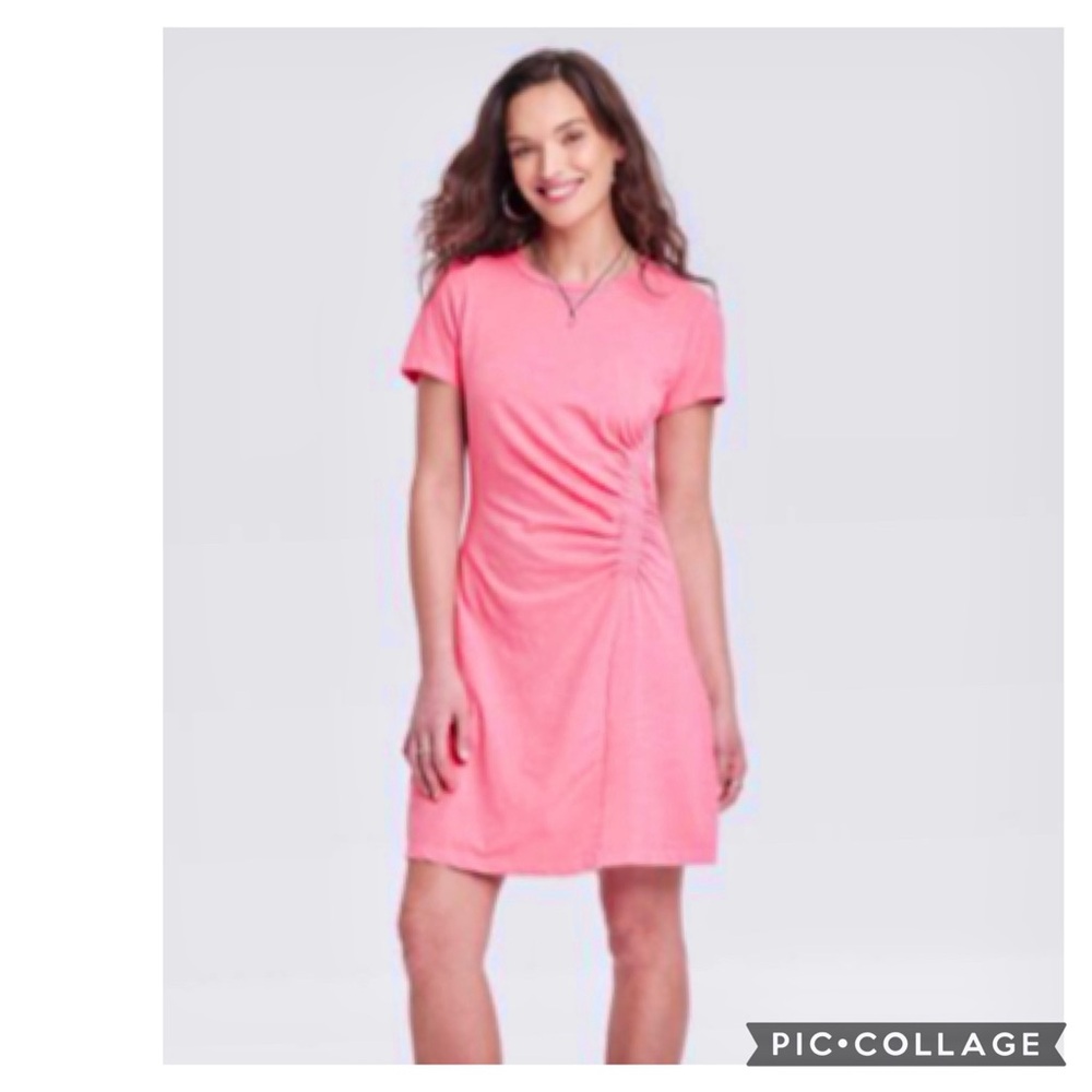 NEW UNIVERSAL THREAD SS RUCHED KNIT MINI T-SHIRT DRESS